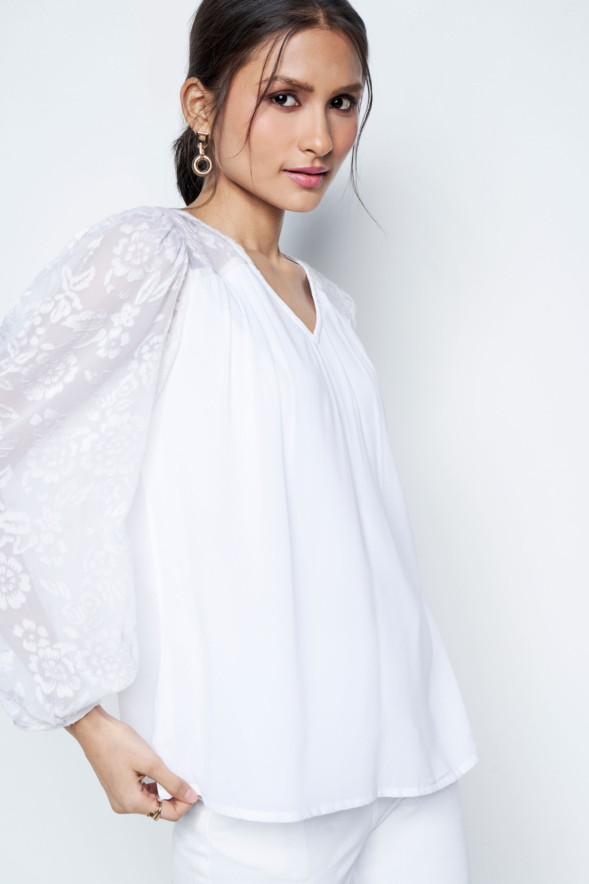 Santorini Flared Top, Off White, image 5